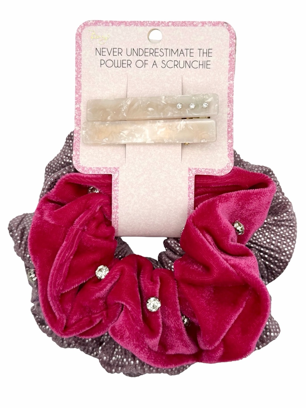 Nordstrom Berry Hair Accessories Set Embellished  Scrunchies And Hair Clips